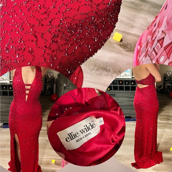 PROM DRESS ELLIE WILDE MON CHERI RED - Picture 2 of 6